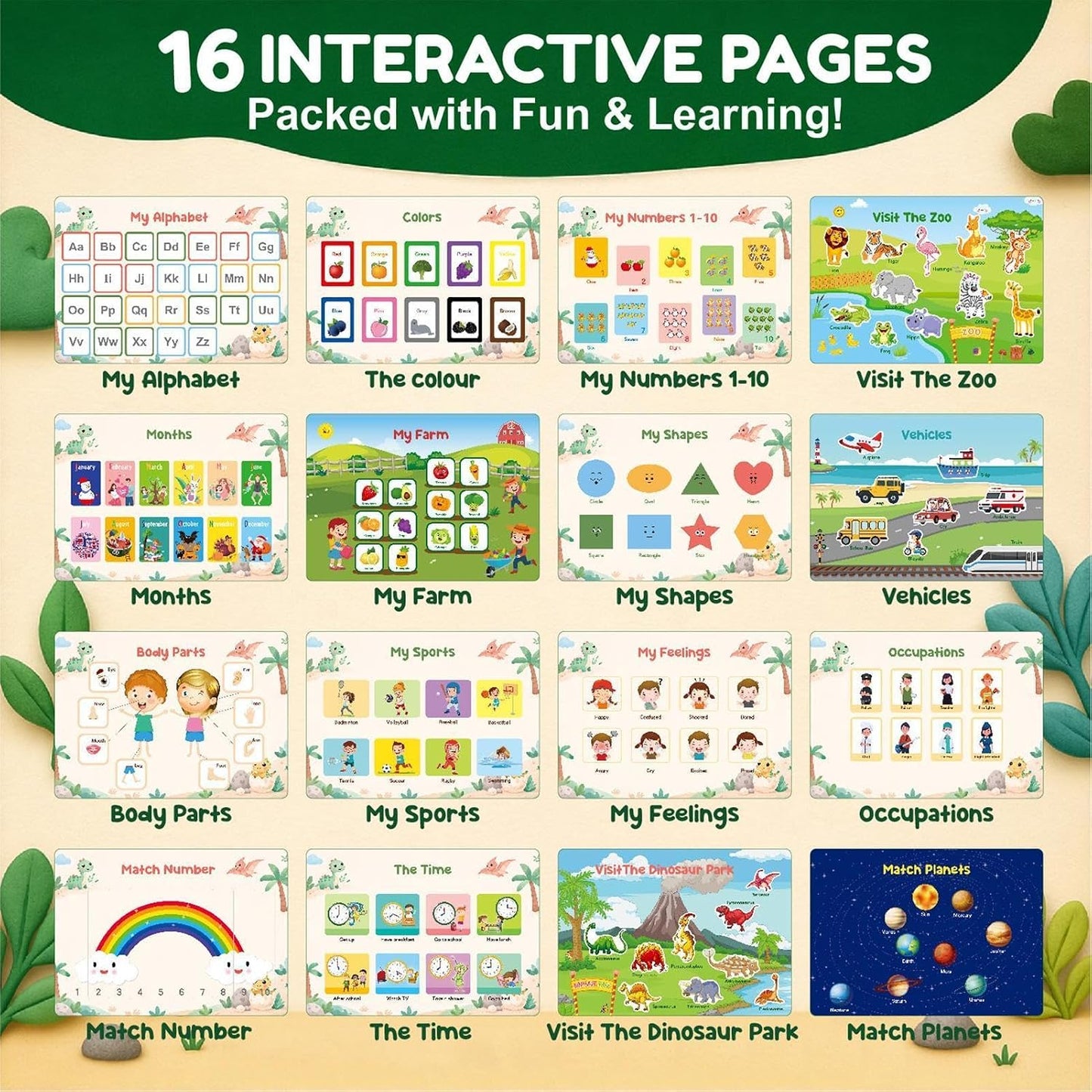Reusable Activity Book with Stickers on DIN Sheets | Interactive Paper Sticker Activities for Matching, Coloring, and Fine Motor Skills Development, Ideal for Travel