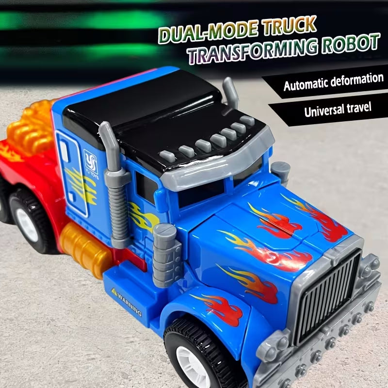 Kaiwatoy® 2-in-1 Transformierbarer Roboter, Spielzeug-LKW, der sich in einen Roboter verwandelt, Blau und Rot, Rückziehfunktion, Lichter und Geräusche, für Kinder ab 3 Jahren