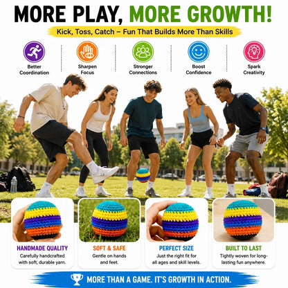 6PCS Hacky Sack Footbag Set Handmade Crochet Hacky Kick Sack Balls Knitted Kick Balls for Kids & Adults(Random colors)