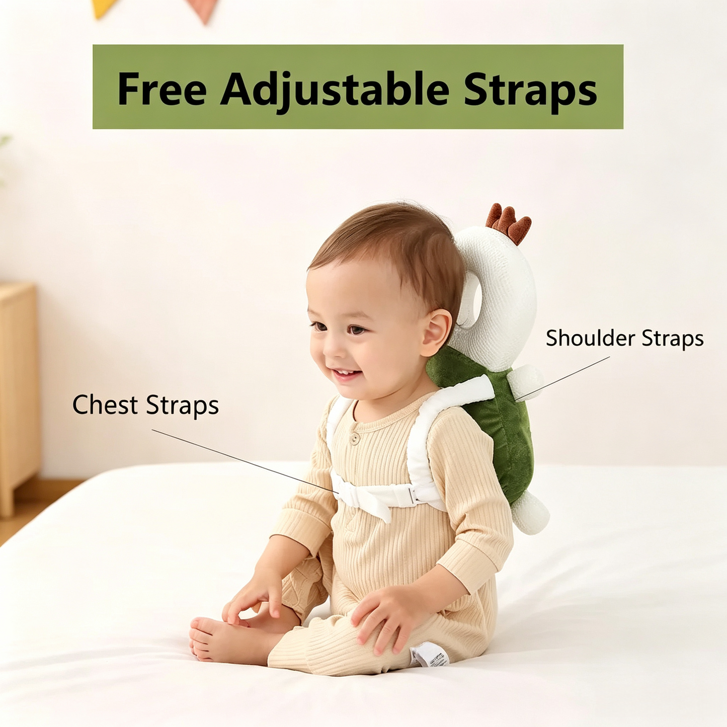 Kaiwatoy®Cotton Imported Soft & Breathable Head Protection Backpack for Toddlers 0-3 Years Old Lightweight Design Adjustable Plush Straps Machine Washable