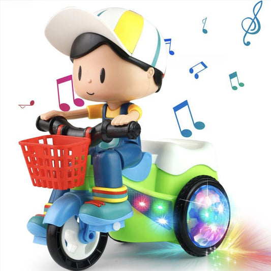 Kaiwatoy®Creative Stunt Tricycle Toy for Boys and Girls with Led Lights and Multi-Function Design Toddler Ride-on Toy（Batteries not included）