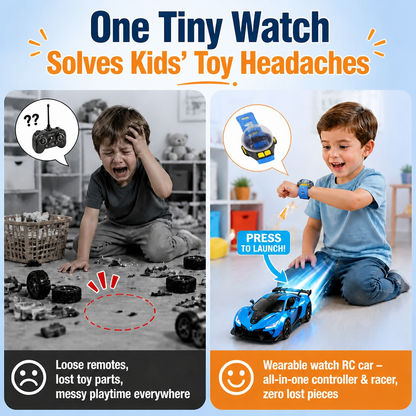 Wearable Watch RC Car | One Button Pop-Up Mini Racer For Quiet Indoor Play