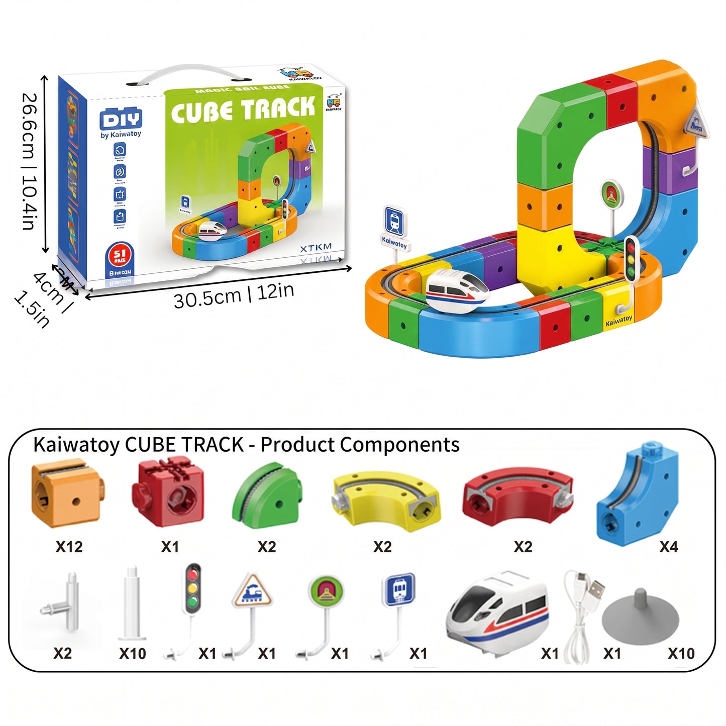 Kaiwatoy®3D Train Tracks: Mix-and-Match STEM Cube Construction Kits