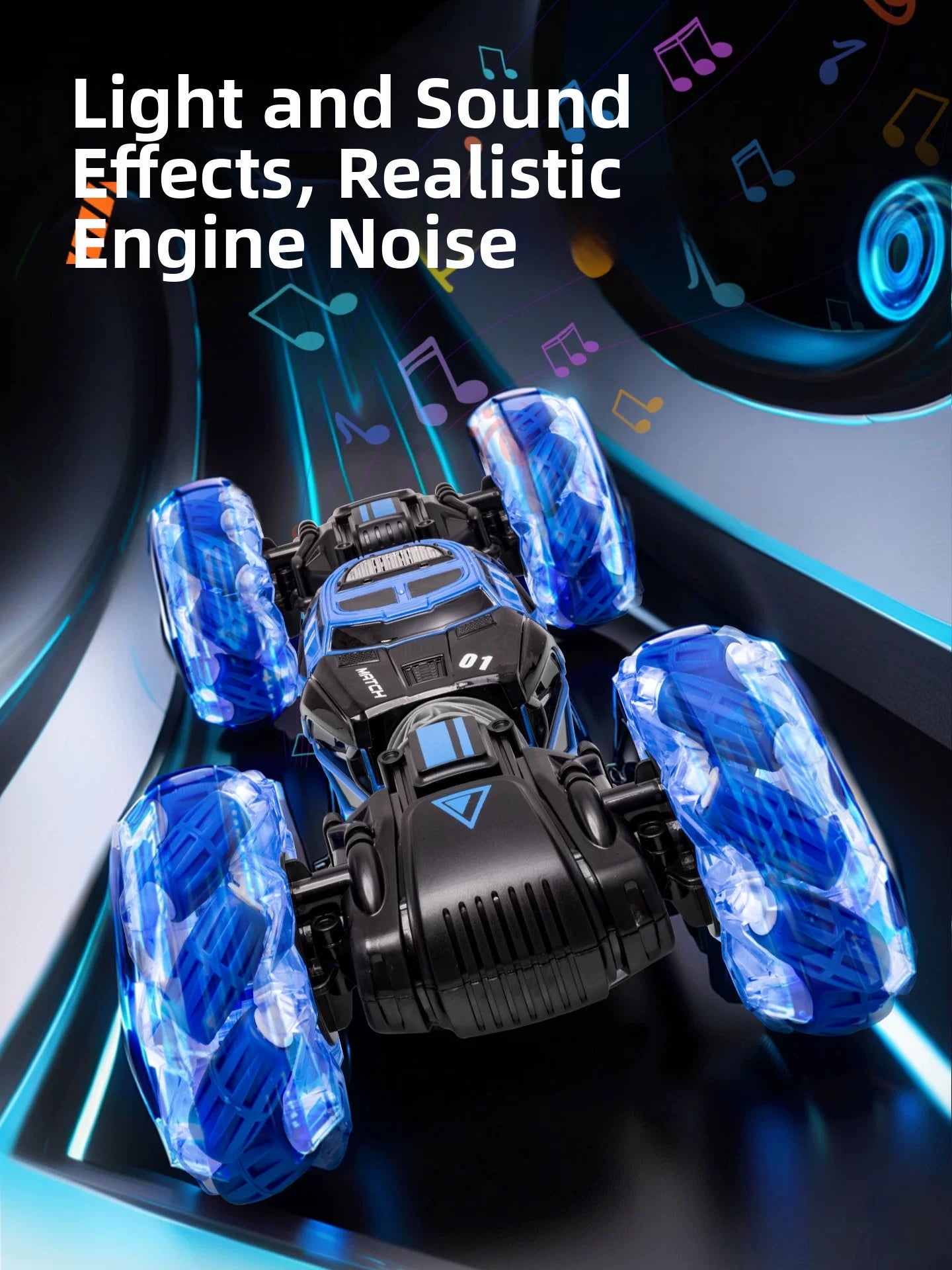 Kaiwatoy®Gesture Sensing RC Stunt Car for Boys with Light & Music, 4WD Off Road Vehicle Truck,Remote Control Car Toy for Kids