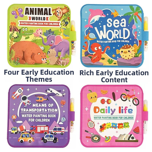 Kaiwatoy®4 pack Water Coloring and Doodle Books for Toddlers, Paint with Water Activity Books