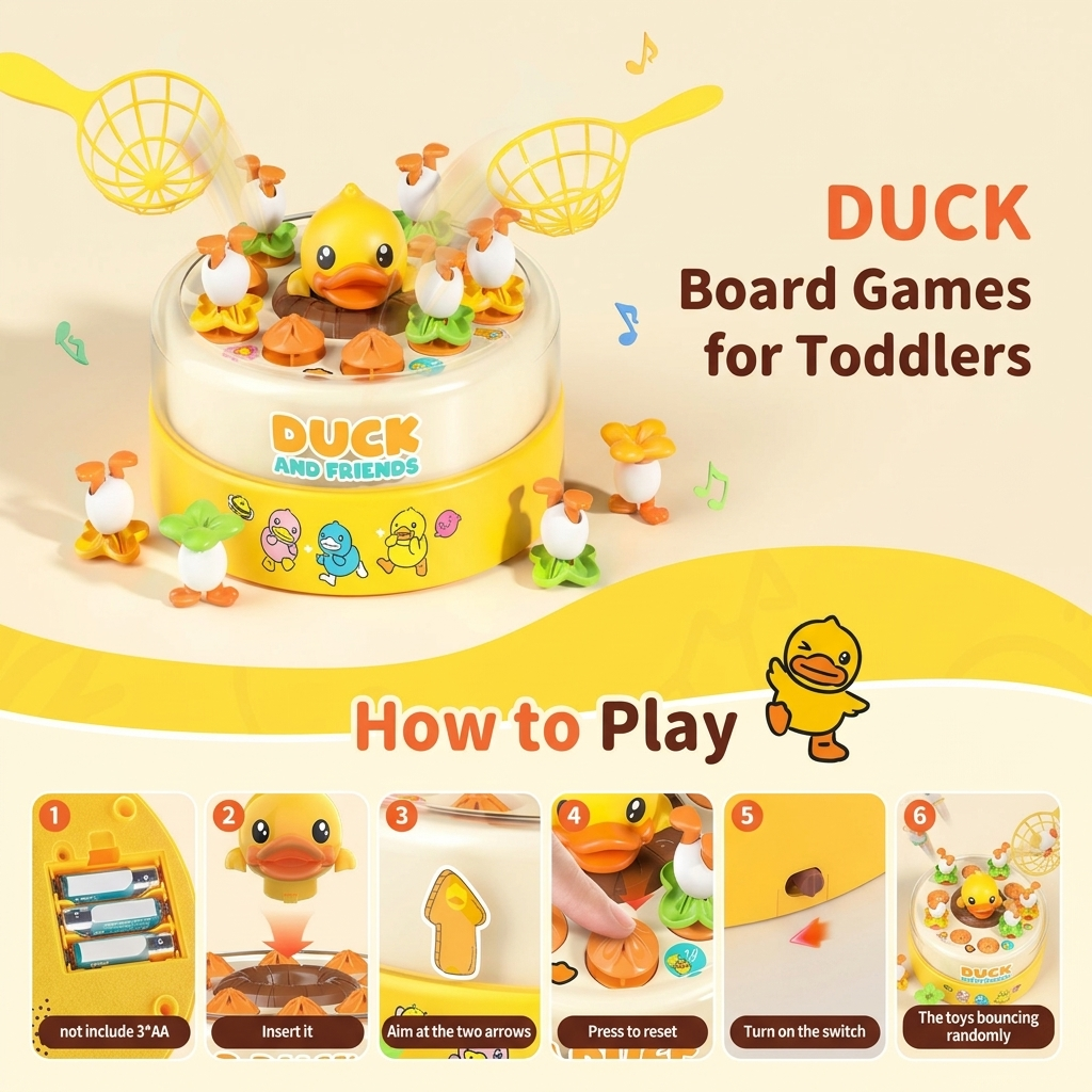 Kaiwatoy®Duck Games, Bounce and Catch Duck Board Games, Duck Game Toys