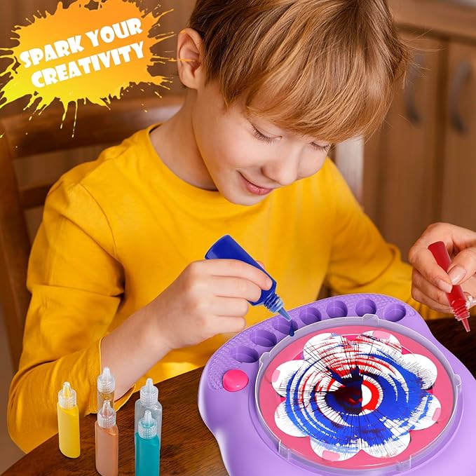 Kaiwatoy®Paint Spin Art Machine Kit für Kinder, Mal- und Bastelset für Jungen und Mädchen