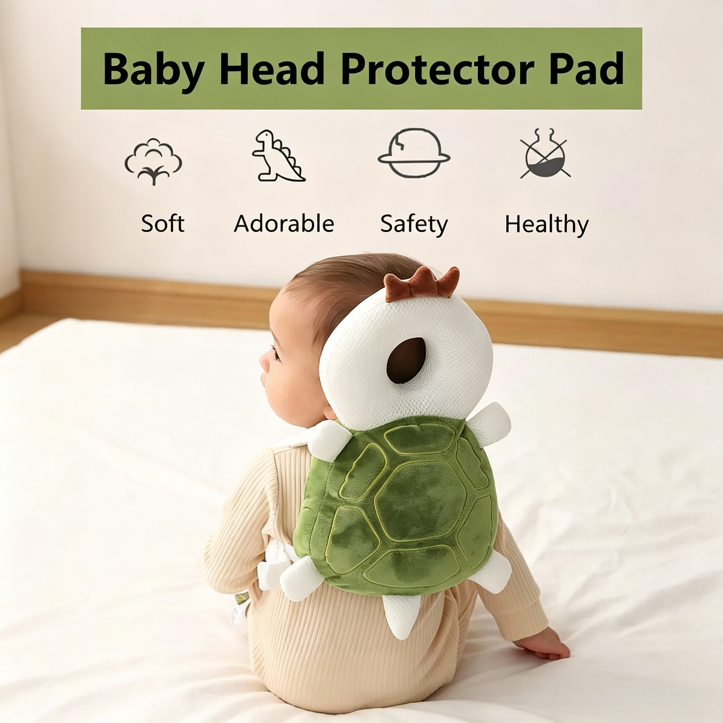Kaiwatoy®Cotton Imported Soft & Breathable Head Protection Backpack for Toddlers 0-3 Years Old Lightweight Design Adjustable Plush Straps Machine Washable