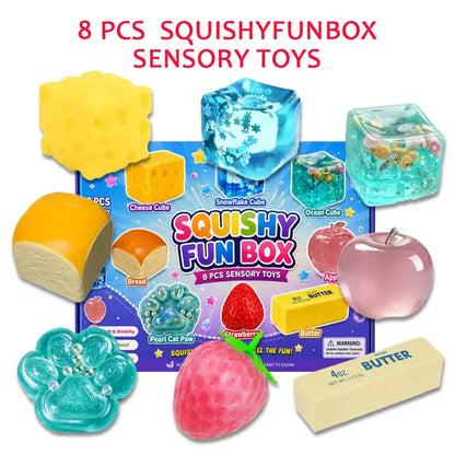 8-Piece Sensory Set Squishy Fun Box, Stress Relief & Fidget Play