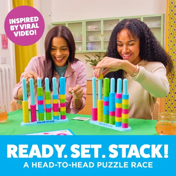 Kaiwatoy®Color Stack, Color Matching Puzzle Game for Families, Includes 2 Stack Racks, 50 Challenge Cards, 80 Rings & Instructions.