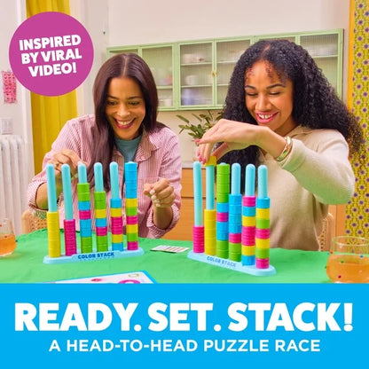 Kaiwatoy®Color Stack, Color Matching Puzzle Game for Families, Includes 2 Stack Racks, 50 Challenge Cards, 80 Rings & Instructions.