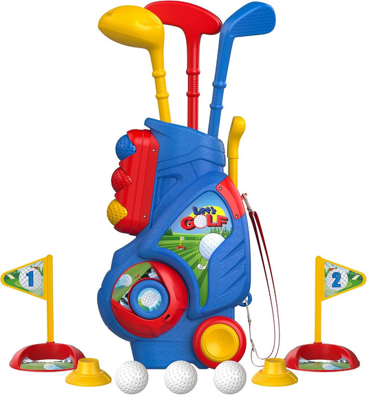 Kaiwatoy® Toddler Golf Clubs Set Toy for 1 ~4 Years Old Boys Girls, Shoulder Strap Design, Indoor and Outdoor Sports Game