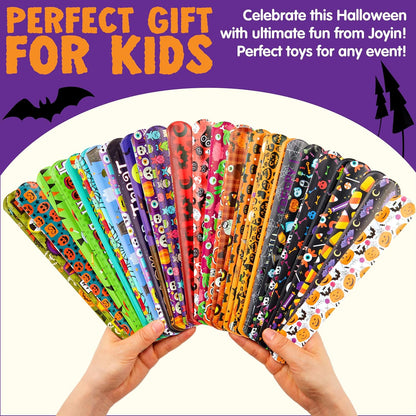 Kaiwatoy®Halloween Themed Slap Bracelets,36 Spooky Designs, Safe & Fun Party Favors for Trick-or-Treaters,72PC