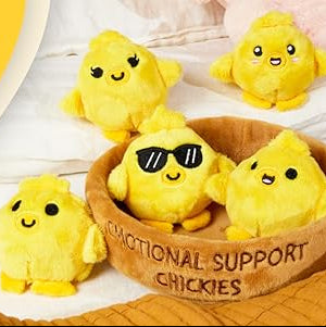 Kaiwatoy® Support Chickies  Great Gift Ideas for Loved Ones of All Ages, Includes 5 Plushies with Carrying Basket