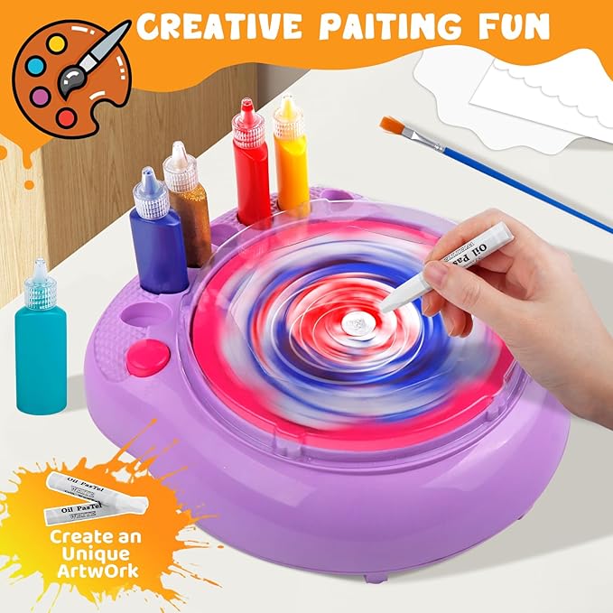 Kaiwatoy®Paint Spin Art Machine Kit für Kinder, Mal- und Bastelset für Jungen und Mädchen