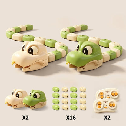 Remote Control Snake Toy with Magnetic Splicing Segments - Yellow + Green