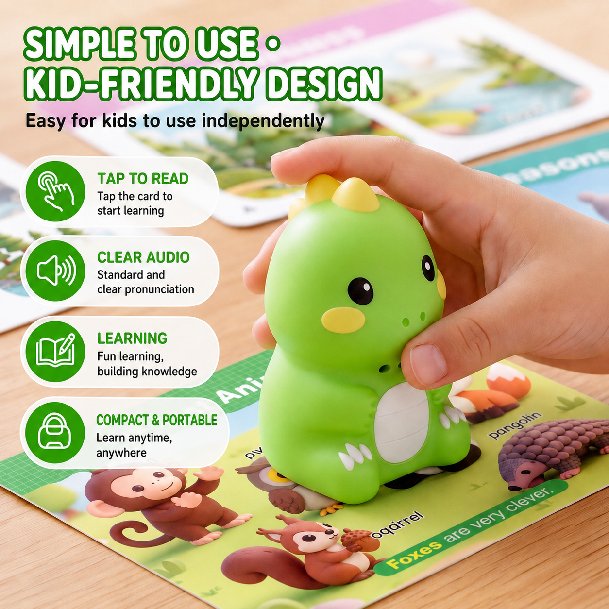 Interactive Talking Dinosaur Learning Flash Cards