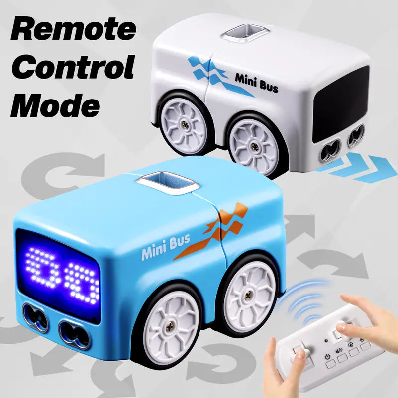 Kaiwatoy®Magic Mini Bus Toy, RC-Controlled with Auto Expressions & 4 Play Modes, Ideal Gift for Children