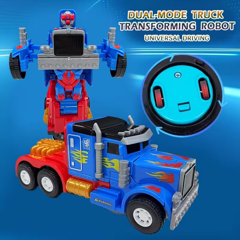Kaiwatoy® 2-in-1 Transformierbarer Roboter, Spielzeug-LKW, der sich in einen Roboter verwandelt, Blau und Rot, Rückziehfunktion, Lichter und Geräusche, für Kinder ab 3 Jahren