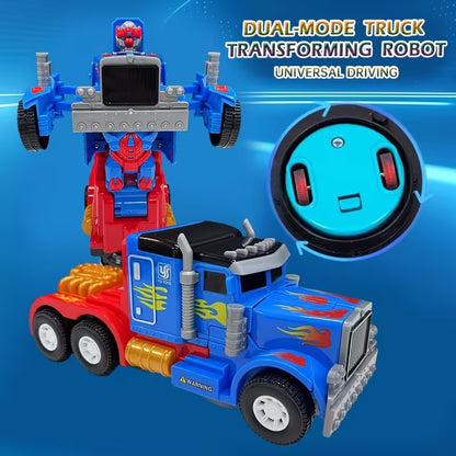 Kaiwatoy® 2-in-1 Transformierbarer Roboter, Spielzeug-LKW, der sich in einen Roboter verwandelt, Blau und Rot, Rückziehfunktion, Lichter und Geräusche, für Kinder ab 3 Jahren