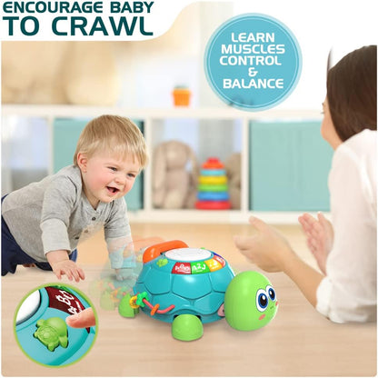 Baby Toys 6 to 12 Months, Musical Turtle Crawling Infant Toys, Early Learning Educational Toy with Light & Sound, Christmas Birthday Gifts for Boy Girl  0-1 Year Old