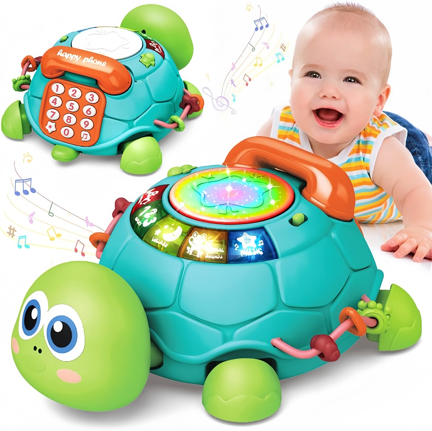 Baby Toys 6 to 12 Months, Musical Turtle Crawling Infant Toys, Early Learning Educational Toy with Light & Sound, Christmas Birthday Gifts for Boy Girl  0-1 Year Old