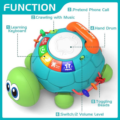 Baby Toys 6 to 12 Months, Musical Turtle Crawling Infant Toys, Early Learning Educational Toy with Light & Sound, Christmas Birthday Gifts for Boy Girl  0-1 Year Old