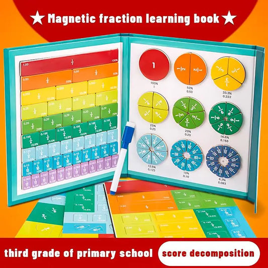 Kaiwatoy®Magnetic Fraction Demonstration Book, 1 Set Math Teaching Aid, Learning Toy for Gift