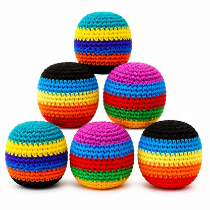 6PCS Hacky Sack Footbag Set Handmade Crochet Hacky Kick Sack Balls Knitted Kick Balls for Kids & Adults(Random colors)