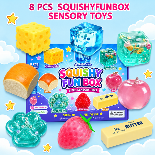 8-Piece Sensory Set Squishy Fun Box, Stress Relief & Fidget Play
