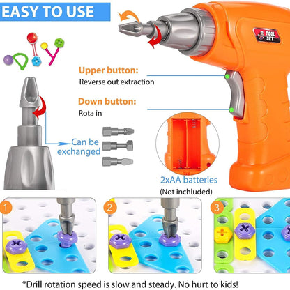 Kaiwatoy® Educational Toys Building Blocks, 189 Pieces Electric Screwdriver DIY Building Toys