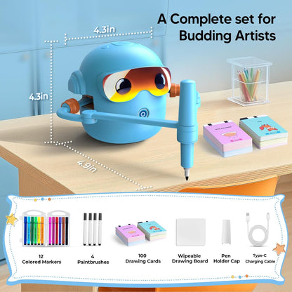 Kaiwatoy™ Zeichenroboter für Kinder – Zuschauen, Zeichnen und Ausmalen – 100 Zeichenkarten