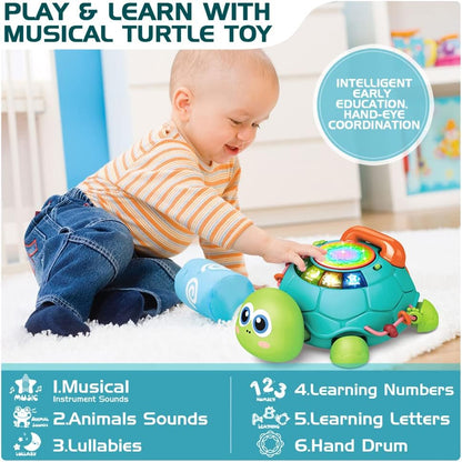 Baby Toys 6 to 12 Months, Musical Turtle Crawling Infant Toys, Early Learning Educational Toy with Light & Sound, Christmas Birthday Gifts for Boy Girl  0-1 Year Old