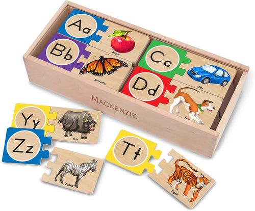 Kaiwatoy® Selbstkorrigierendes Alphabet-Puzzle (52 Teile) mit Spielzeug-Aufbewahrungsbox, ABC-Holzpuzzle für Kleinkinder und Vorschulkinder, Montessori-Lernspielzeug für Mädchen und Jungen ab 4 Jahren