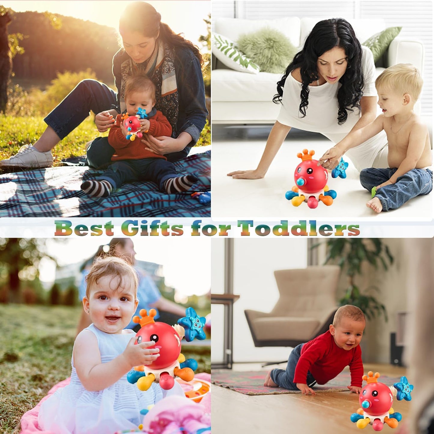 Kaiwatoy® Octopus Silicone Car Activities Travel Sensory Toys for 1~ 2 Year Old