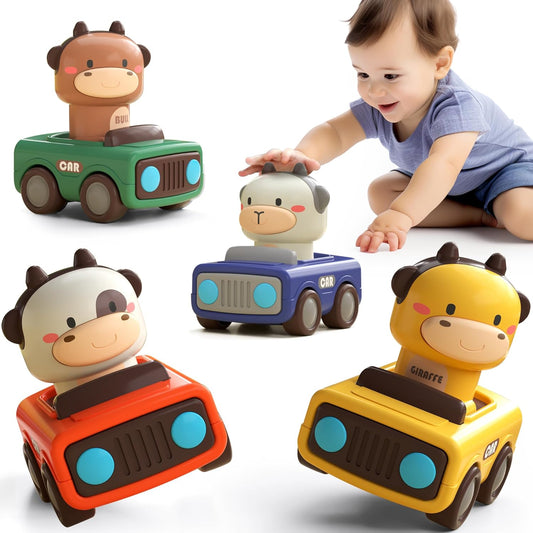 Kaiwatoy®  Baby Press to Go Car Toys for Toddlers 1-3,  | Infant Play Vehicle Set, Push Go Friction Car, Montessori Toy