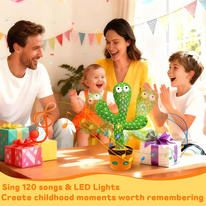 Interactive Dancing Talking Cactus Toy, Repeat What You Say | Singing Recording with LED Lights, Sensory Development & Motor Skill Building, Birthday Gift for Boy Girl
