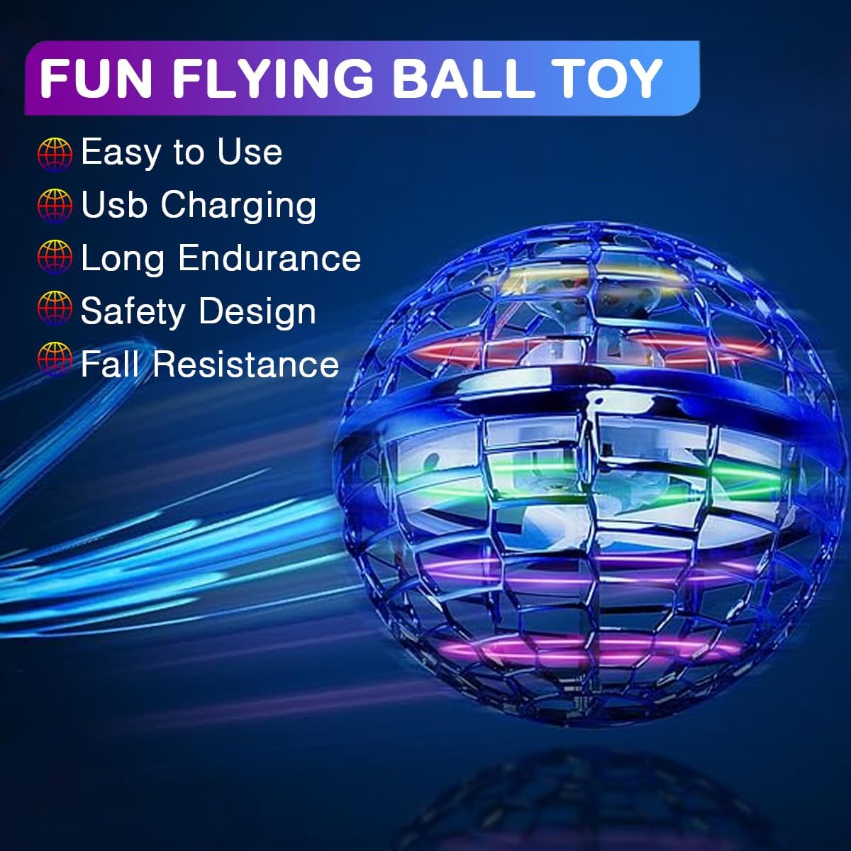 Galaxy Hand Sensing Flying Spinner Auto Return Boomerang Orb With Lights