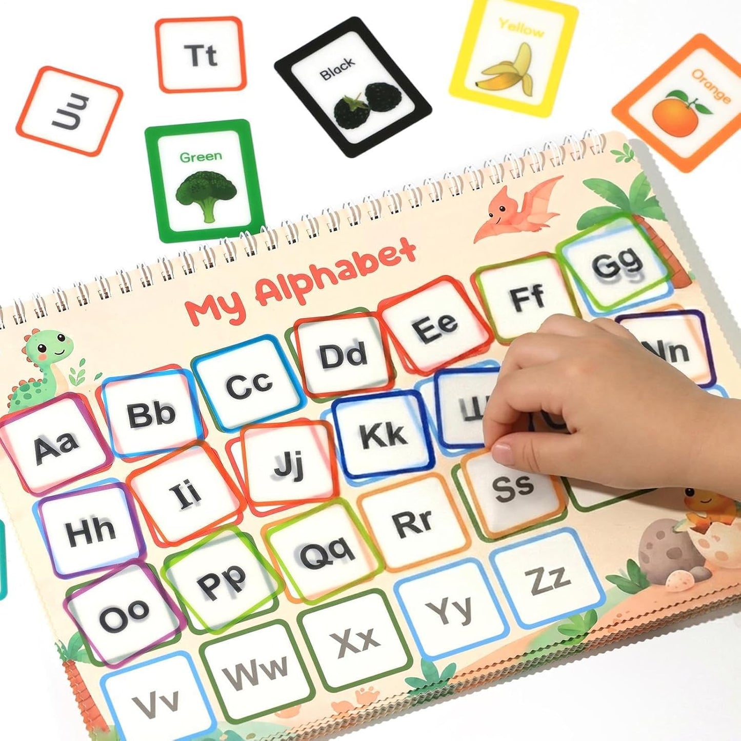 Reusable Activity Book with Stickers on DIN Sheets | Interactive Paper Sticker Activities for Matching, Coloring, and Fine Motor Skills Development, Ideal for Travel
