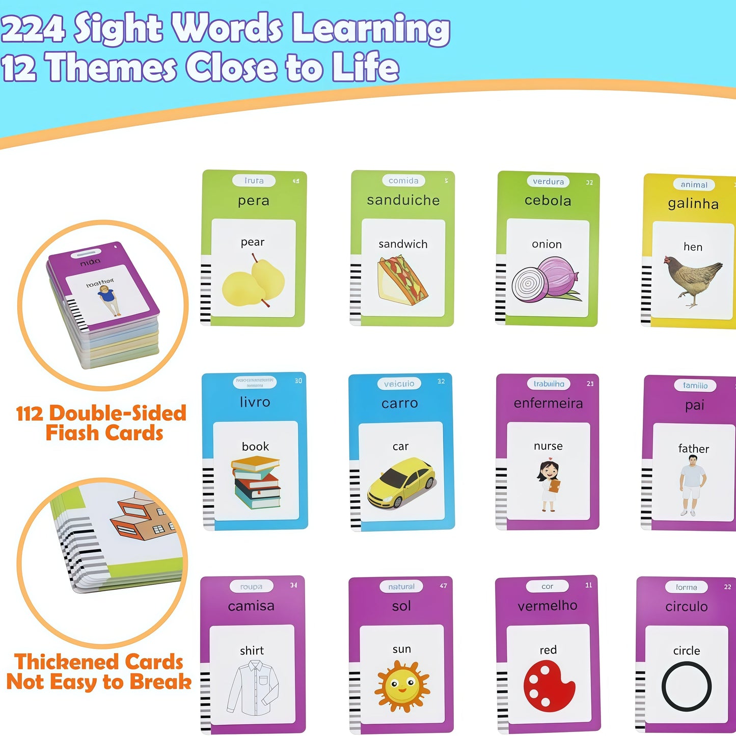 224/510 Words Bilingual Talking Flash Cards – English & Spanish | Autism Sensory Speech Therapy Toys for Toddlers 3-8 | Educational Gift