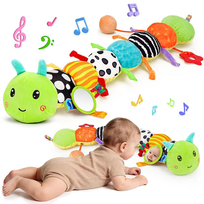 Kaiwatoy® Baby Sensory Toys 0-6 Months Music Animal Stuffed Plush Caterpillar Toy