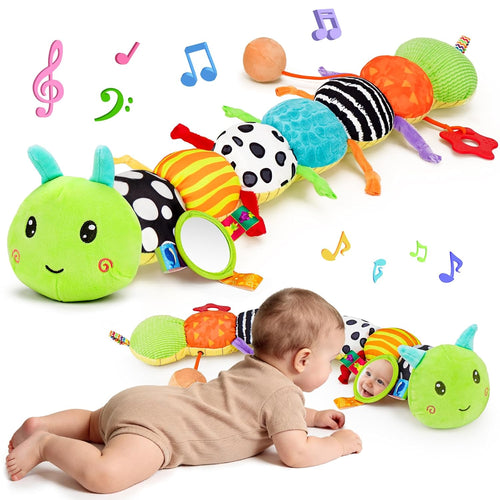 Kaiwatoy® Baby Sensory Toys 0-6 Months Music Animal Stuffed Plush Caterpillar Toy