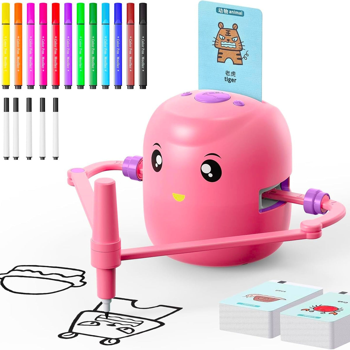 Kaiwatoy™ Zeichenroboter für Kinder – Zuschauen, Zeichnen und Ausmalen – 100 Zeichenkarten