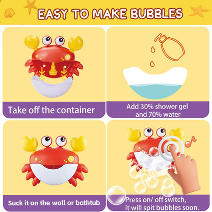 Kaiwatoy® Baby Bath Toys for Toddlers, Crab Bath Bubble Maker with 12 Songs