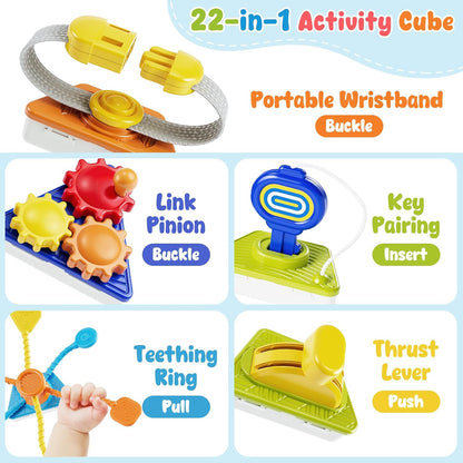 22-in-1 Montessori Busy Cube for 1 Year Old, Baby Activity Cube Toys 6-12