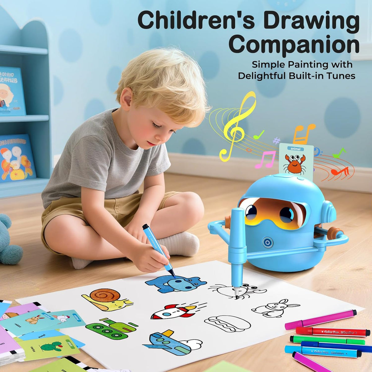 Kaiwatoy™ Zeichenroboter für Kinder – Zuschauen, Zeichnen und Ausmalen – 100 Zeichenkarten