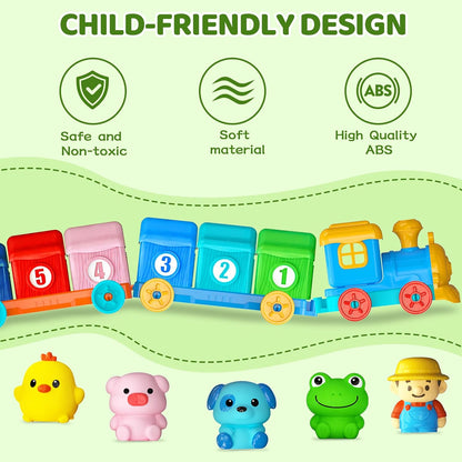 Kaiwatoy® Toddler Learning Toys for 1~3 Year Old, Counting Matching & Sorting Montessori Train Set