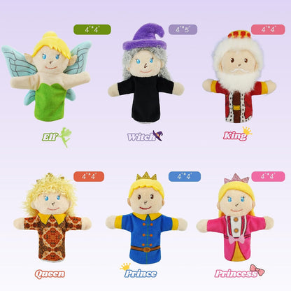 Fairy Tale Members Elf Plush Puppets Toddlers Princess Hand Puppet for Kids Ages,Soft Puppets for Storytelling