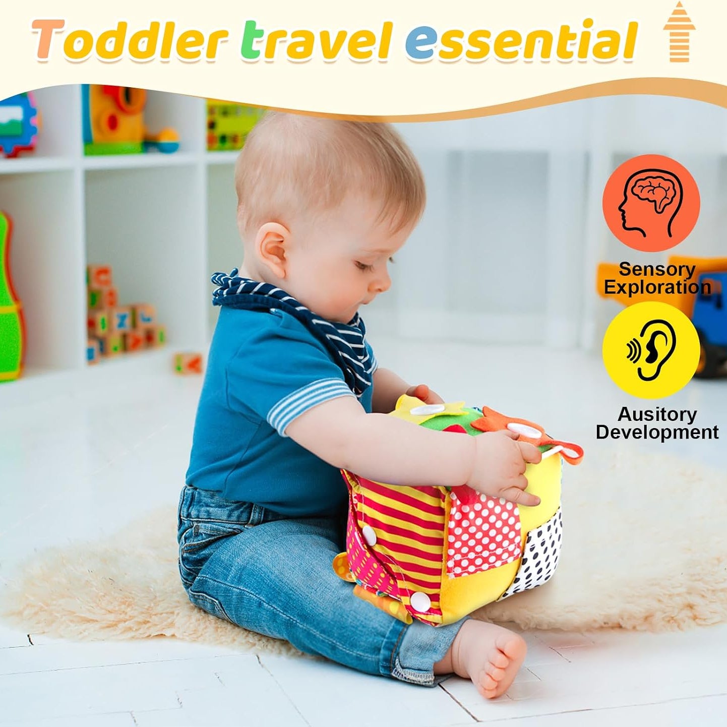 Kaiwatoy® Cubic Activity Learning Toy|  Hands-On Sensory Exploration for Car Airplane Travel