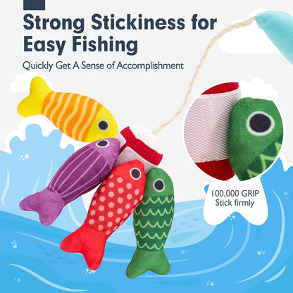 10 in 1 Cloth Fishing Toys Toddler Toys with Stacking Cups-Number Counting, Color Sorting Learning